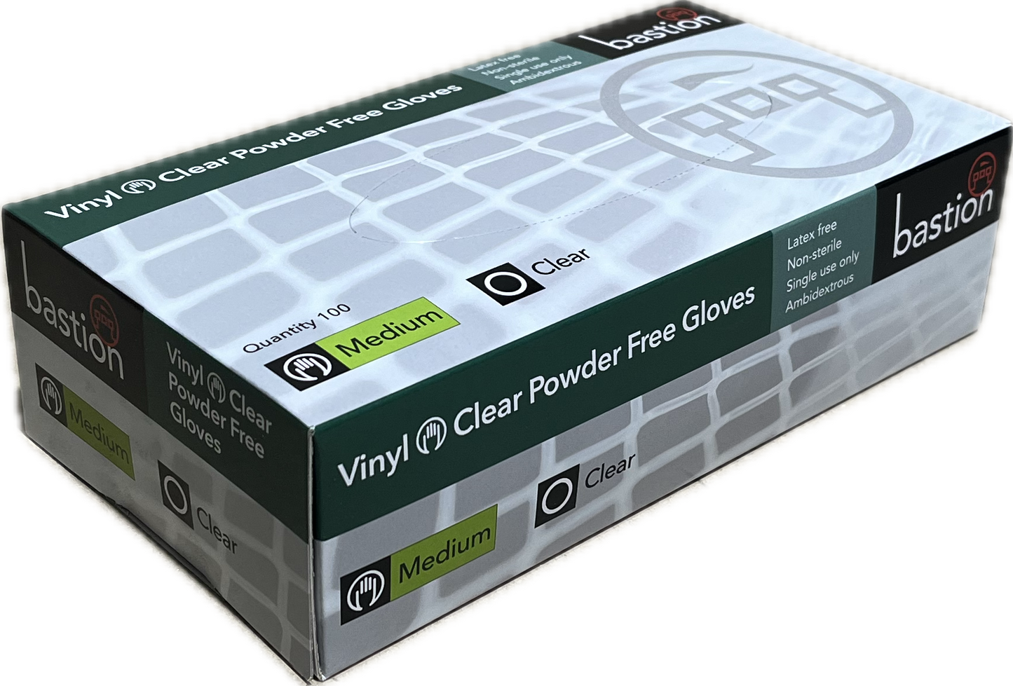 Bastion Glove Vinyl Powder Free Clear Medium 1000/CTN