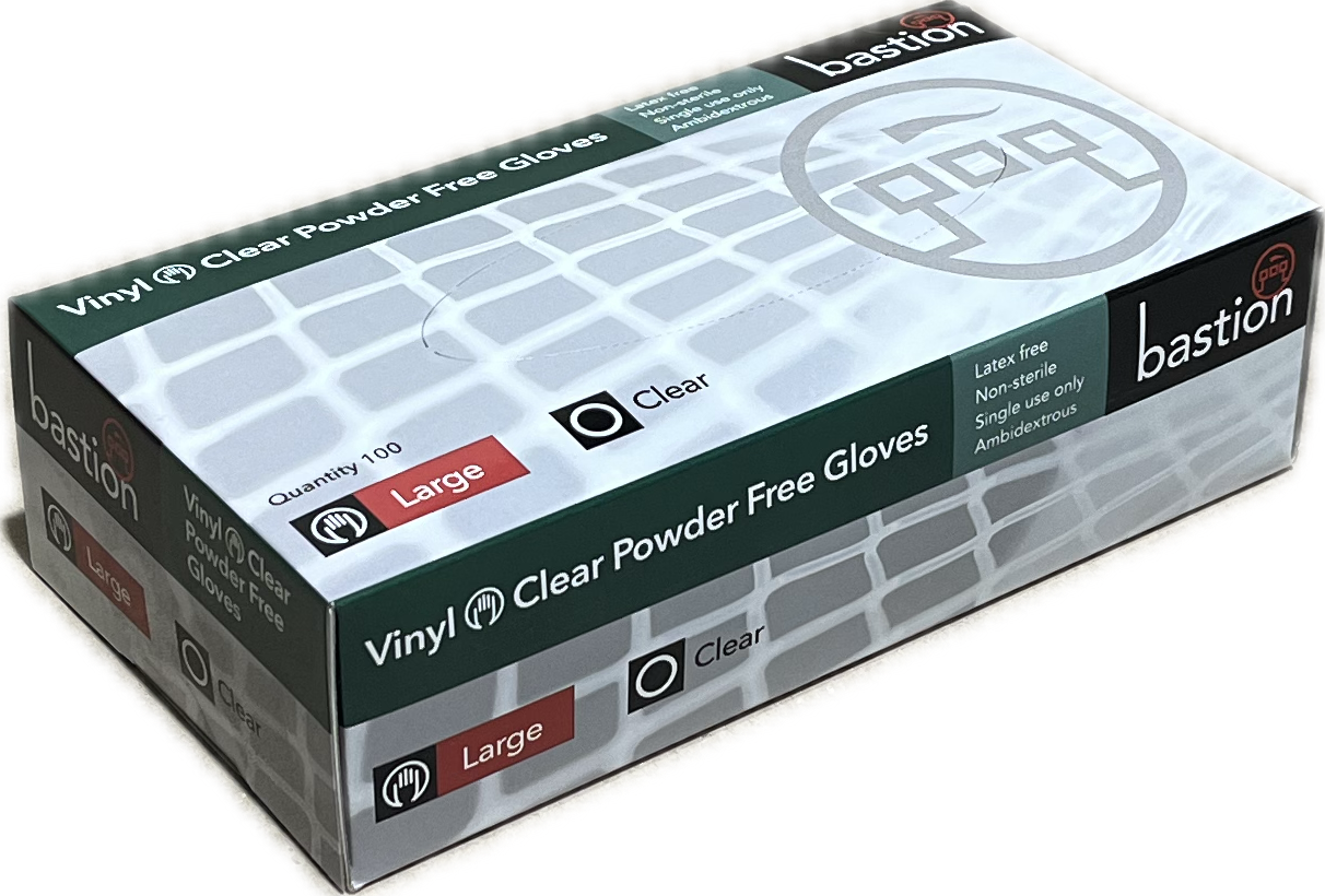 Bastion Glove Vinyl Powder Free Clear Large 1000/CTN