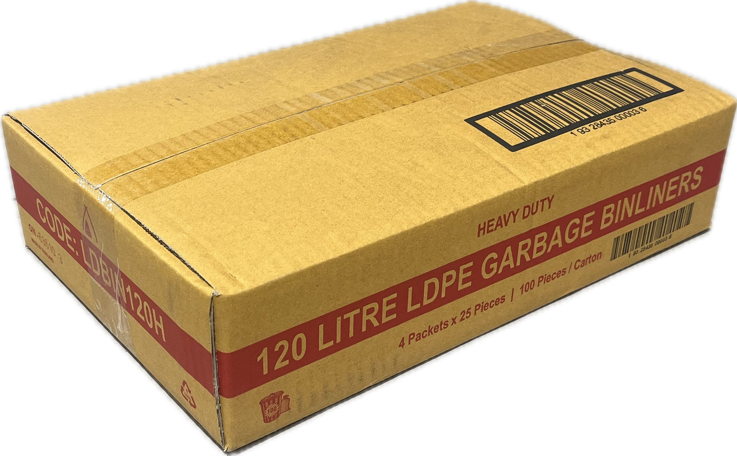 120L Heavy Duty LDPE Black Bin Liners 100/CTN