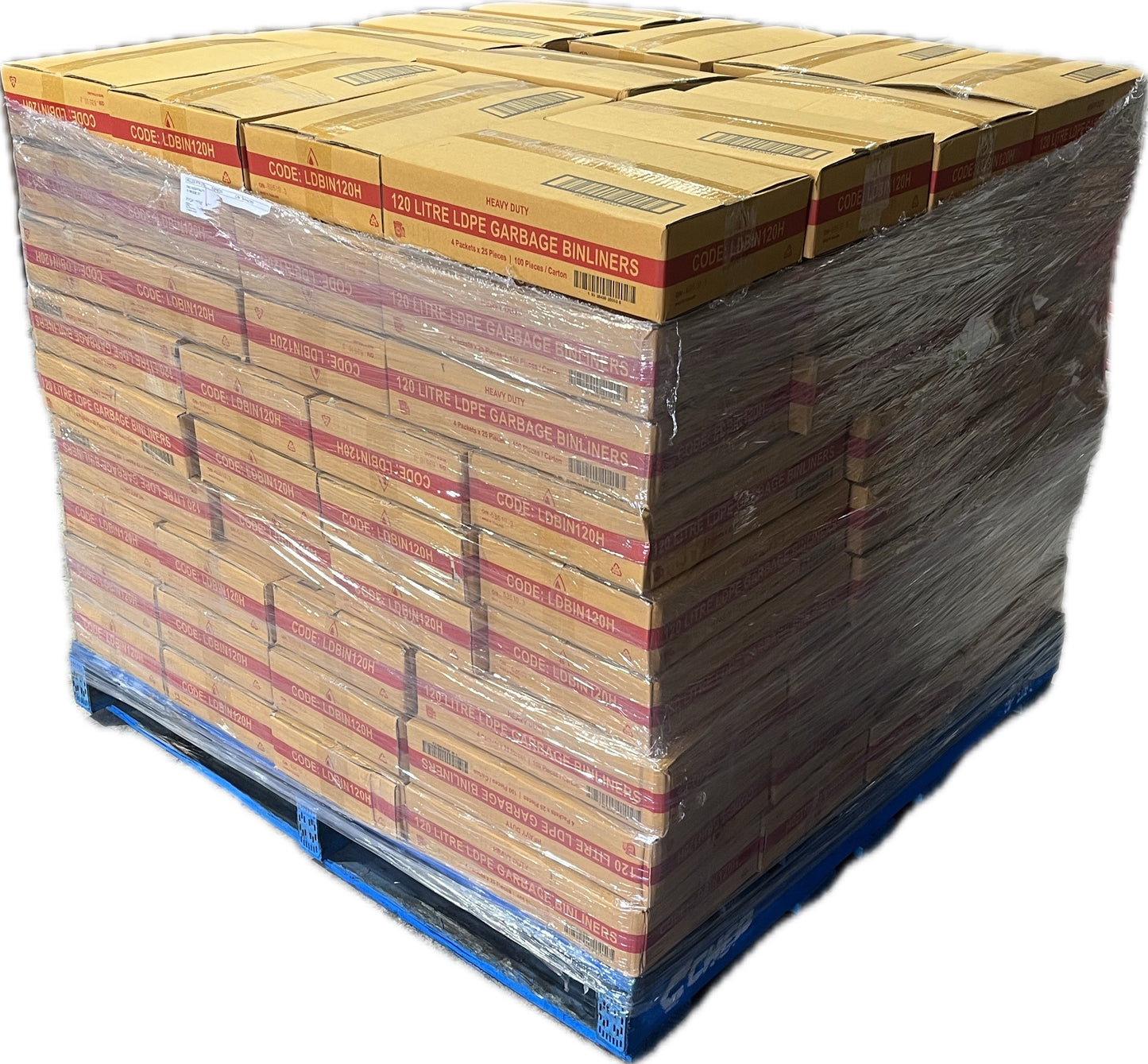 120L Heavy Duty LDPE Black Bin Liners 100/CTN