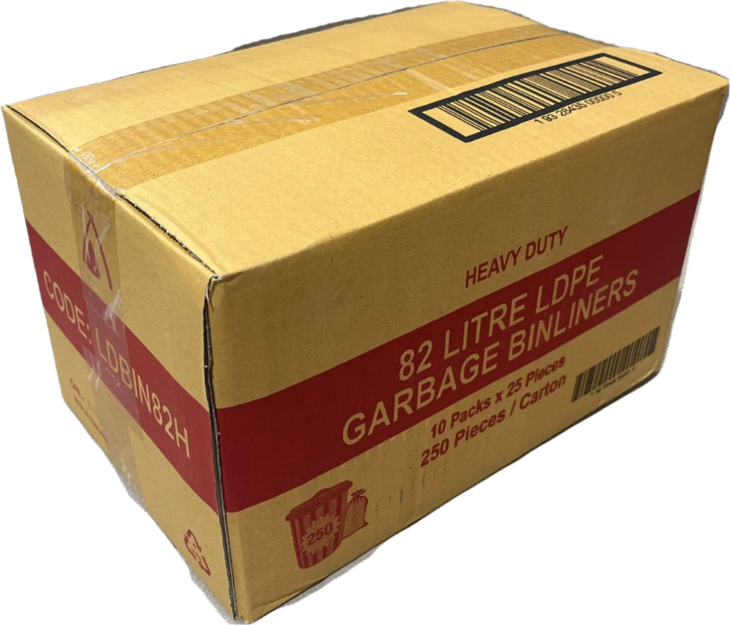 82L Heavy Duty LDPE Black Bin Liners 250/CTN