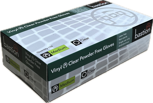 Bastion Glove Vinyl Powder Free Clear Medium 1000/CTN