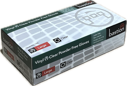 Bastion Glove Vinyl Powder Free Clear Large 1000/CTN