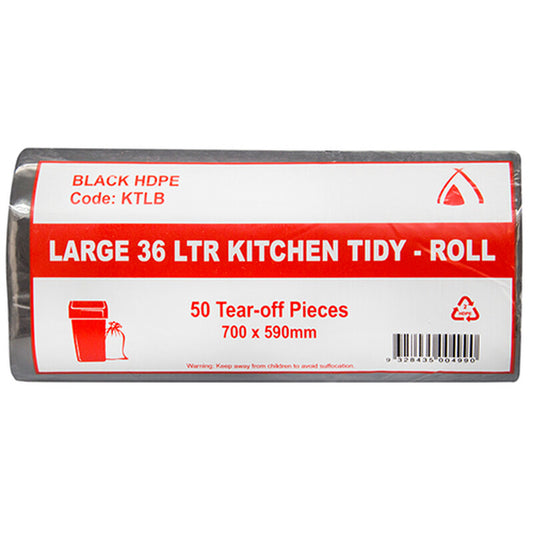Black Large 36Ltr Kitchen Tidy Liner Roll 1000/CTN
