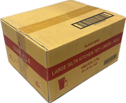 Black Large 36Ltr Kitchen Tidy Liner Roll 1000/CTN